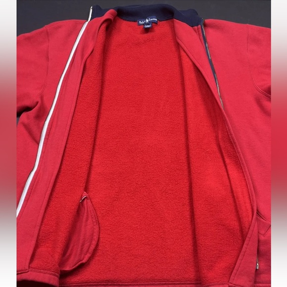 Polo Ralph Lauren Red Fleece Zip Up Jacket - Small - Long Sleeve - Picture 6 of 9